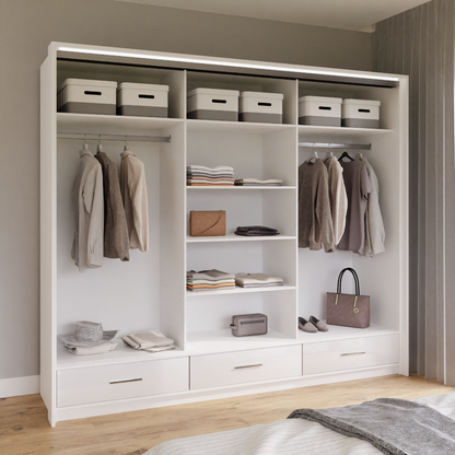White Gloss Mirrored Sliding Door Wardrobe 255cm –  EPSOM