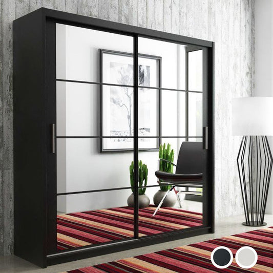 Deltum Sliding Door Wardrobe - Black, White, Grey