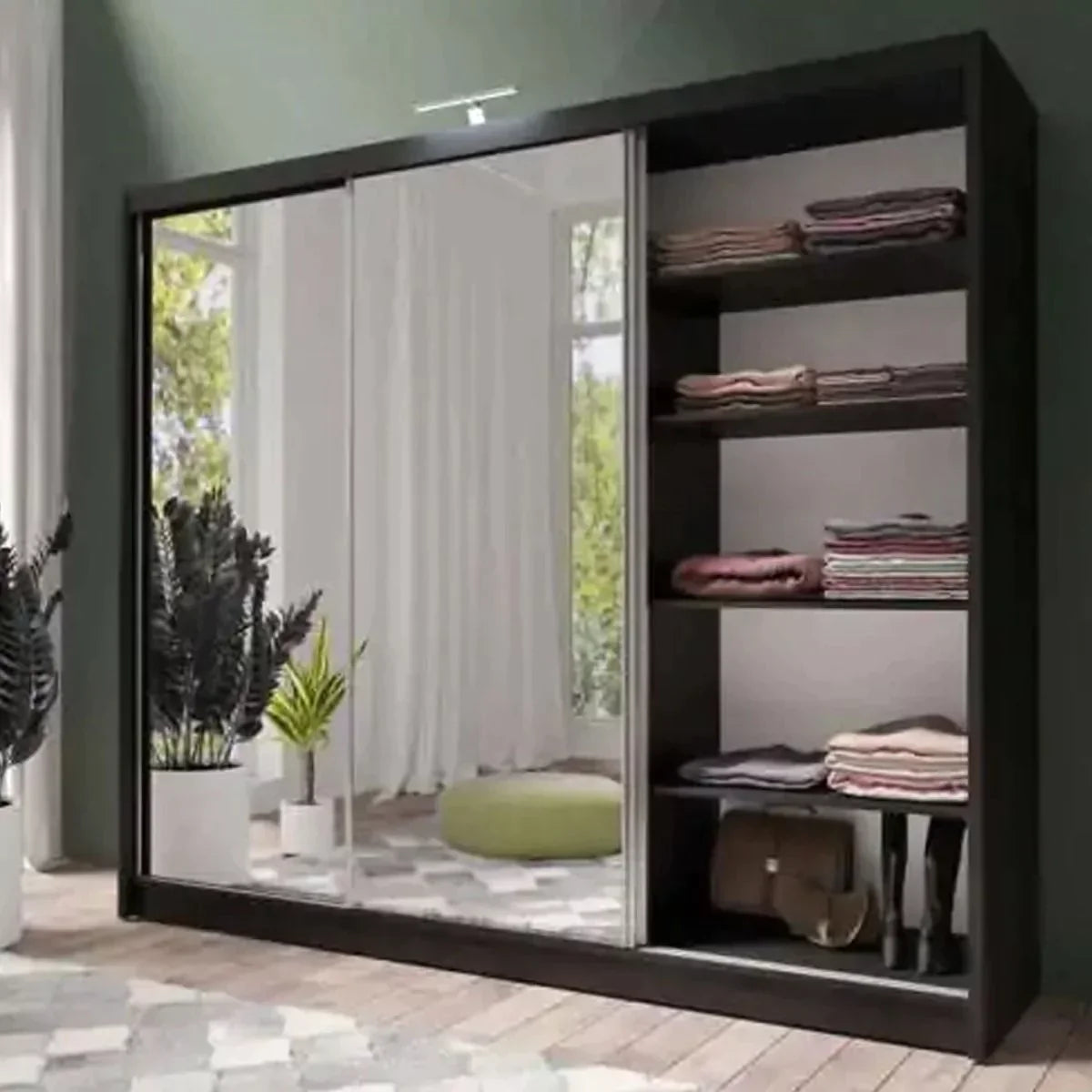 Mathilde 250cm Sliding Wardrobe - Grey, Black, White