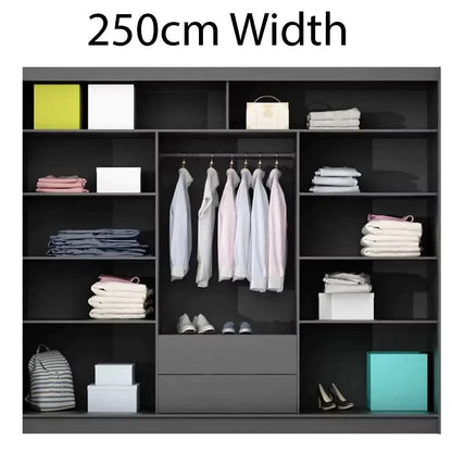 Mathilde 250cm Sliding Wardrobe - Black, White, Grey