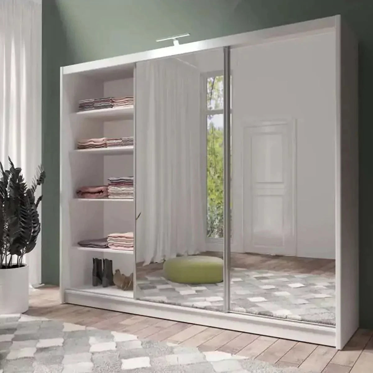 Mathilde 250cm Sliding Wardrobe - Black, White, Grey