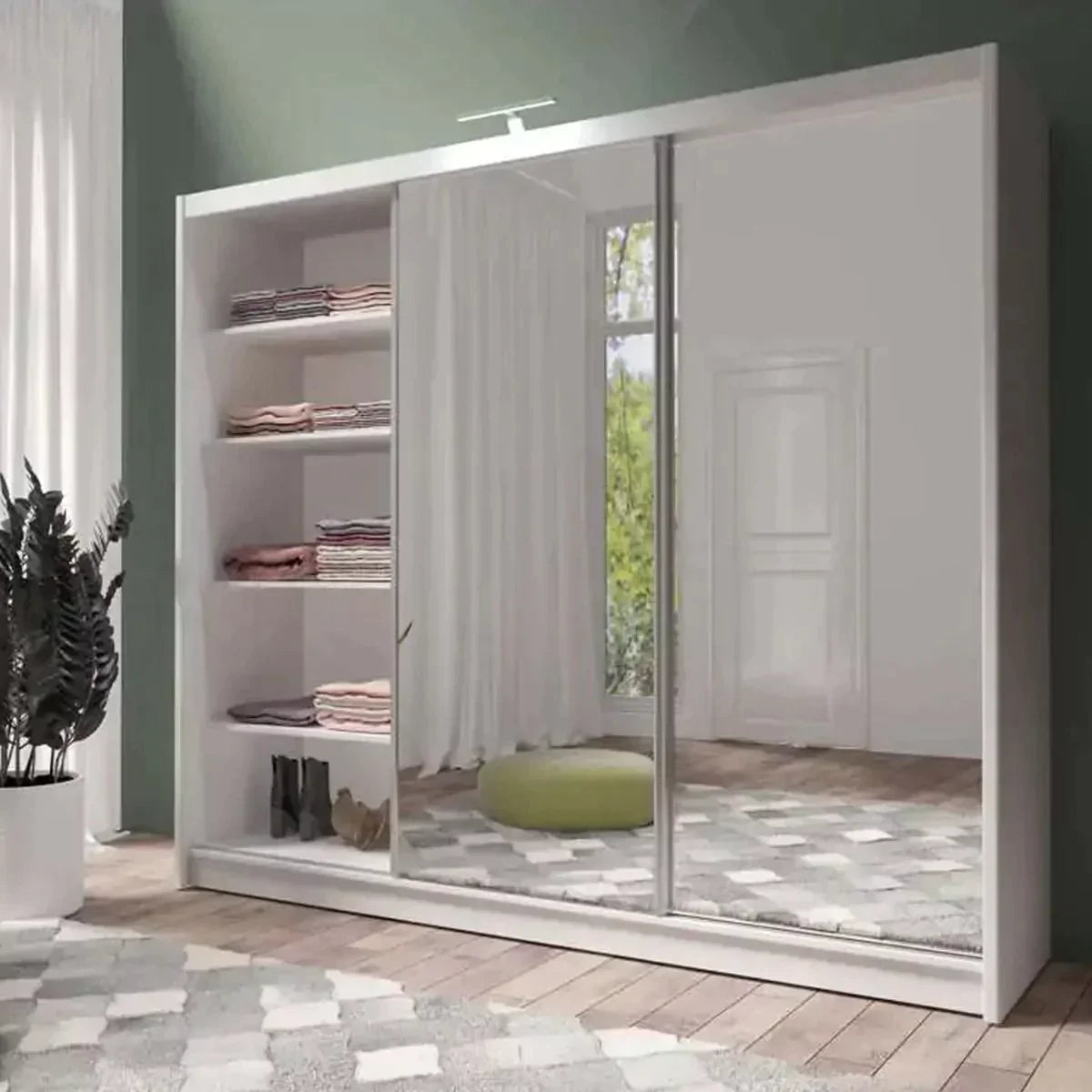 Mathilde 250cm Sliding Wardrobe - White, Black, Grey