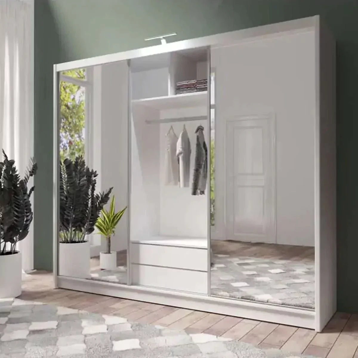 Mathilde 250cm Sliding Wardrobe - Black, White, Grey