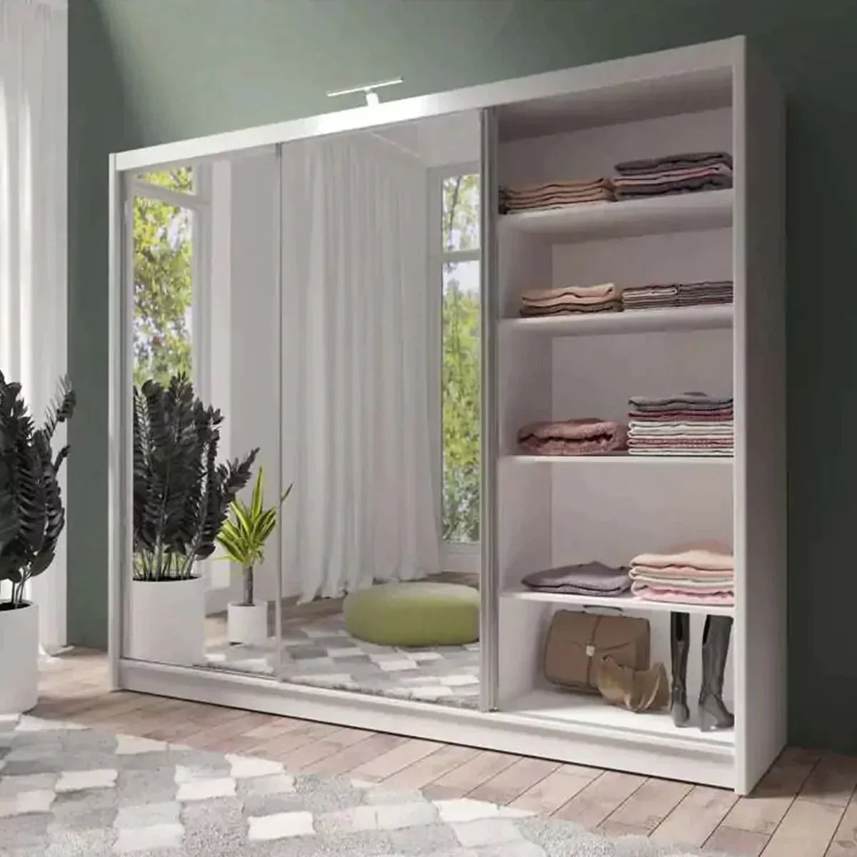 Mathilde 250cm Sliding Wardrobe - Grey, Black, White