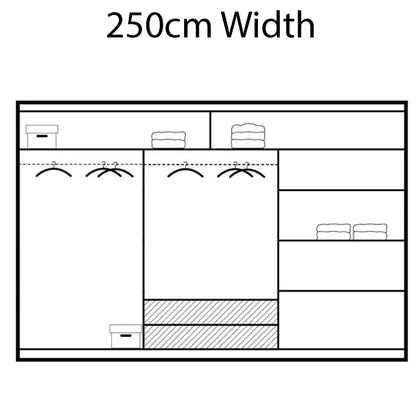 Mathilde 250cm Sliding Wardrobe - Black, White, Grey