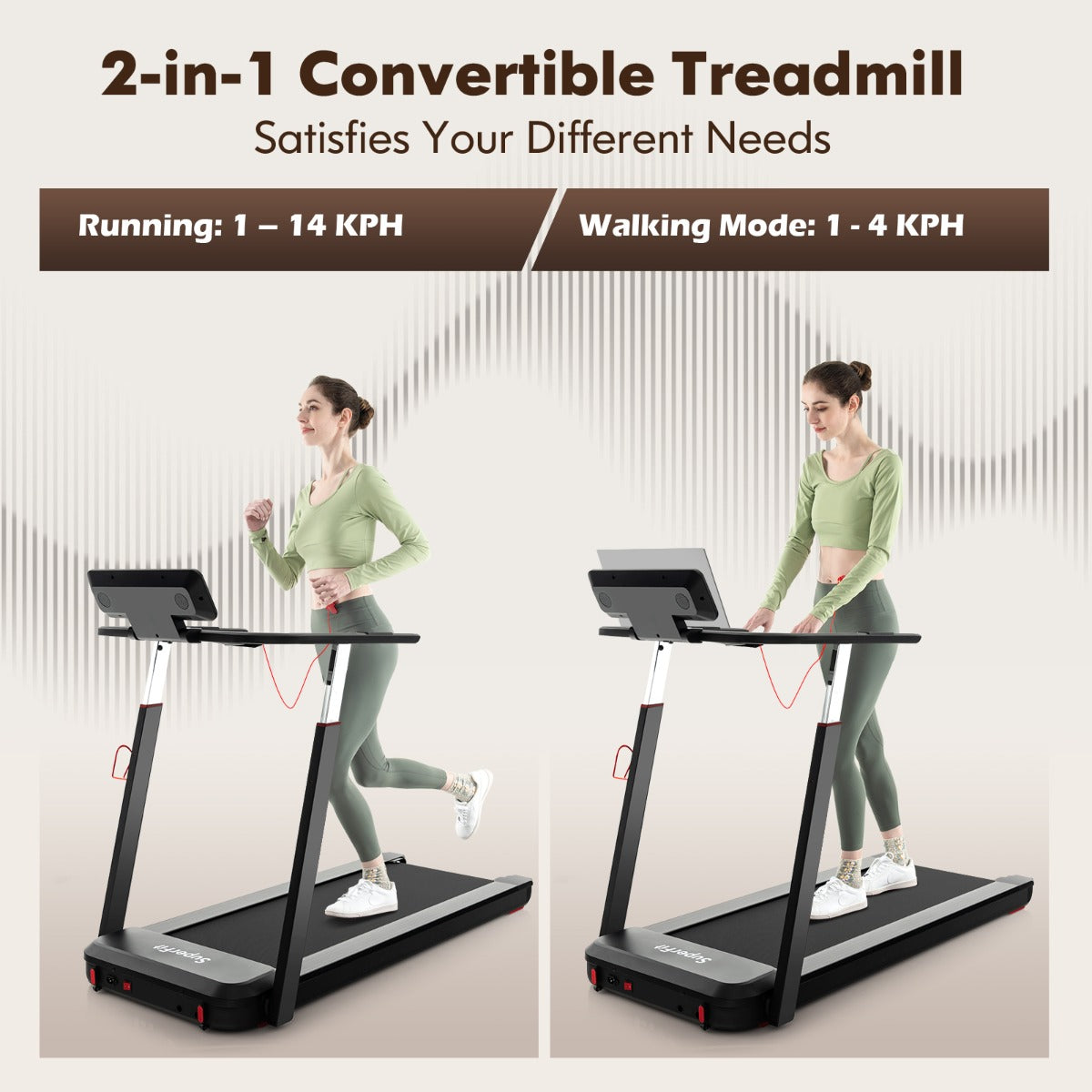 Max 2.25 HP Walking Running Jogging Exercise Machine with LED Display-Black