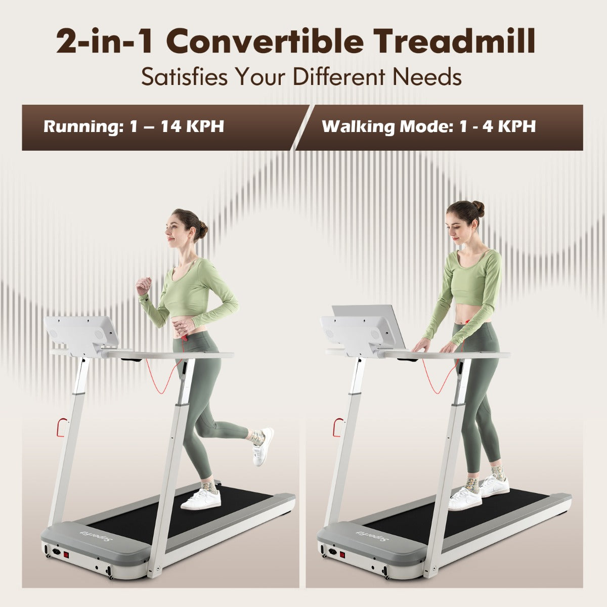 Max 2.25 HP Walking Running Jogging Exercise Machine with LED Display-Silver