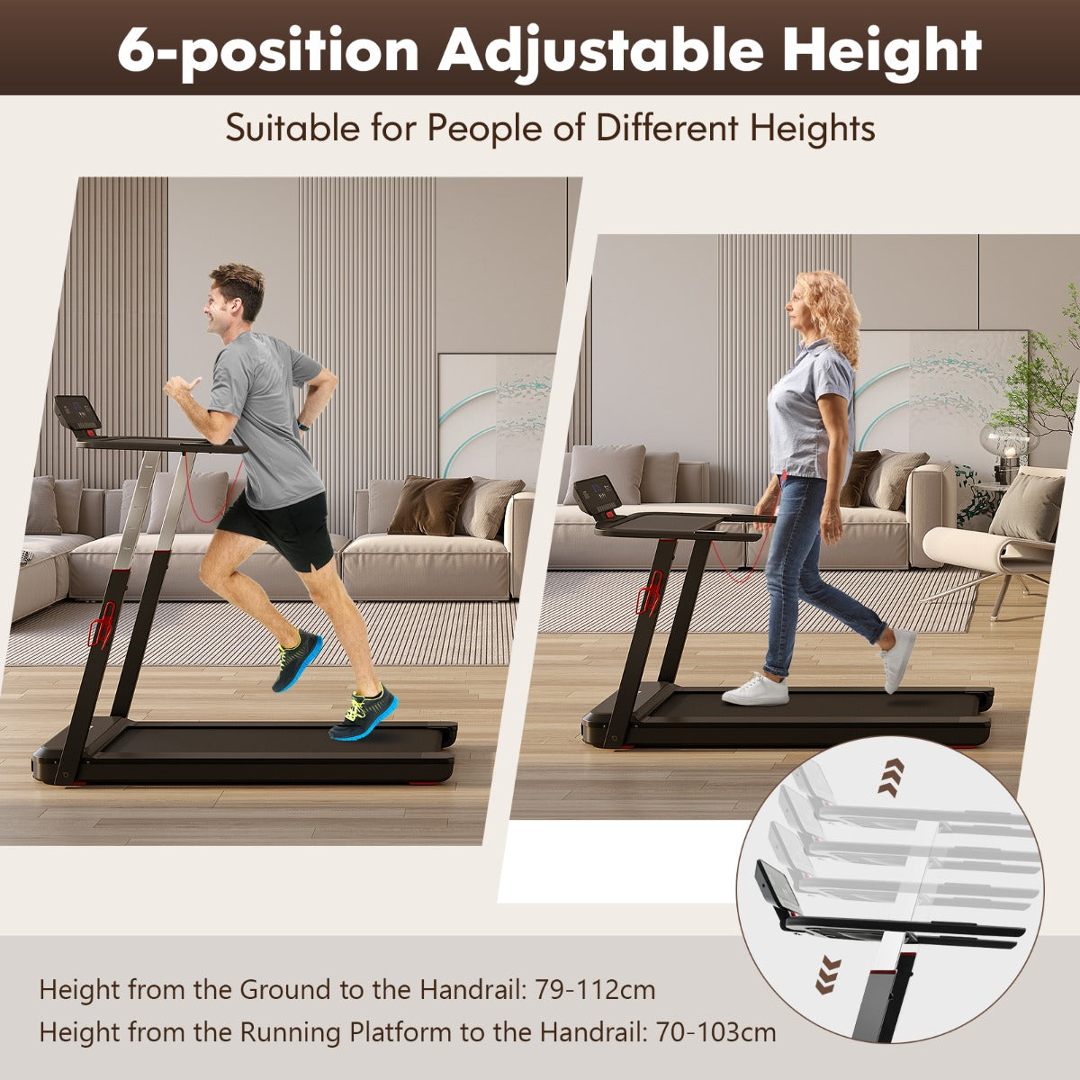 Max 2.25 HP Walking Running Jogging Exercise Machine with LED Display-Black