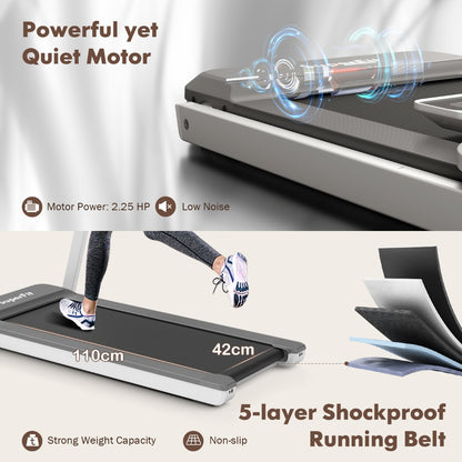 Max 2.25 HP Walking Running Jogging Exercise Machine with LED Display-Silver
