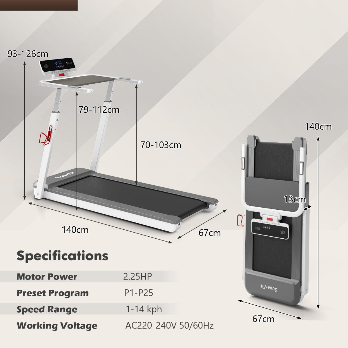 Max 2.25 HP Walking Running Jogging Exercise Machine with LED Display-Silver