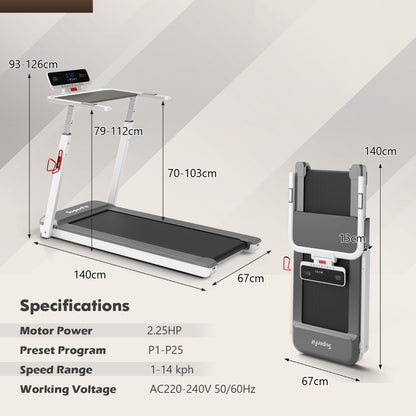 Max 2.25 HP Walking Running Jogging Exercise Machine with LED Display-Silver