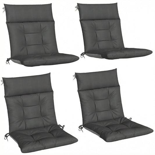 Outsunny Patio Chair Cushions Set of 4, Waterproof Non-Slip Lounge Chair Cushions, 112x53cm, Dark Grey
