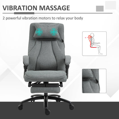 Vinsetto Office Chair, Fabric Desk Chair with Adjustable Massage Pillow, USB Power and Retractable Footrest, High Back, 360¡ Swivel, for Home, Grey