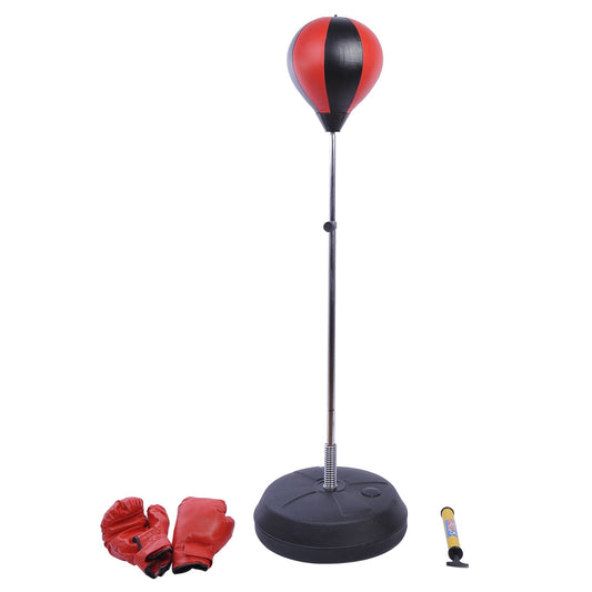 HOMCOM Kids Training Boxing Punch Ball Set 125-145H x _43cm with Gloves Air Pump Adjustable Height Freestanding Exercise Training for Kids and Teenagers