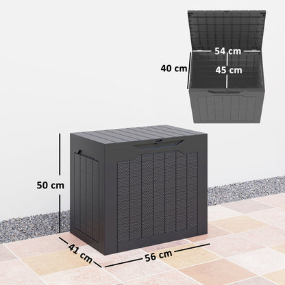 Outsunny 93L Plastic Garden Storage Box, Outdoor Storage Box with Handles, Waterproof Outdoor Storage Container, Black