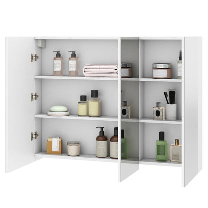 Medicine Cabinet with Mirror Frameless Bathroom Wall Mounted Mirror Cabinet-White