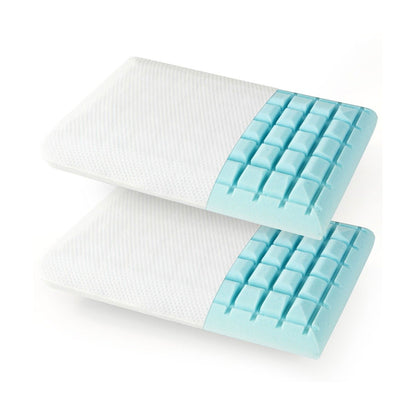 Gel Memory Foam Pillow Set of 2 with Detachable and Machine-washable Pillowcase