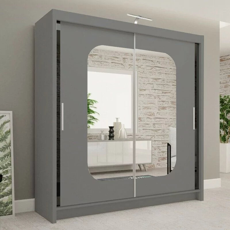 Danequa 2 door mirrored sliding wardrobe-black white-grey-Oak-4 Sizes