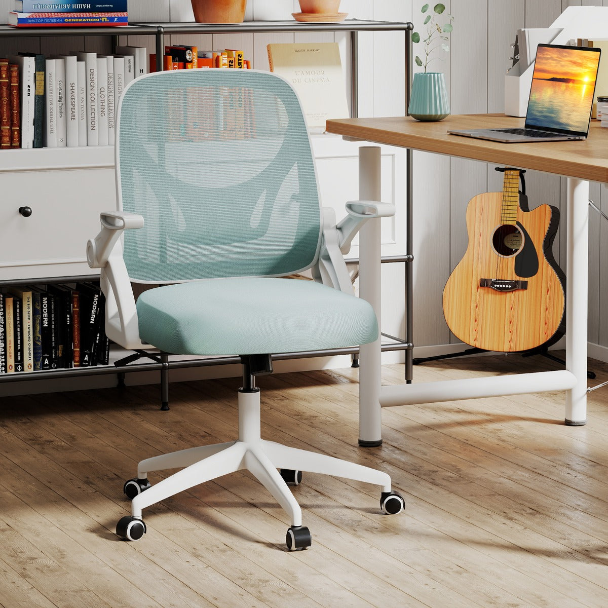 Mesh Office Chair Ergonomic Height Adjustable Swivel Task Computer Desk Chair -Blue