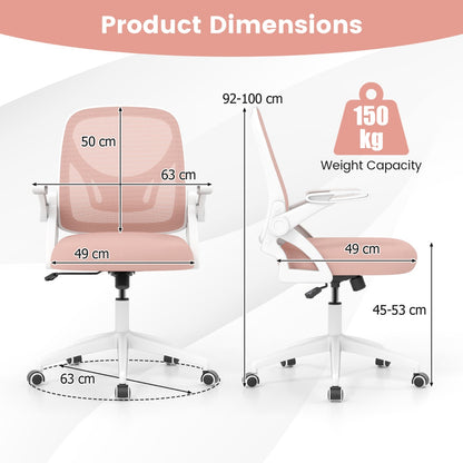 Mesh Office Chair Ergonomic Height Adjustable Swivel Task Computer Desk Chair -Pink