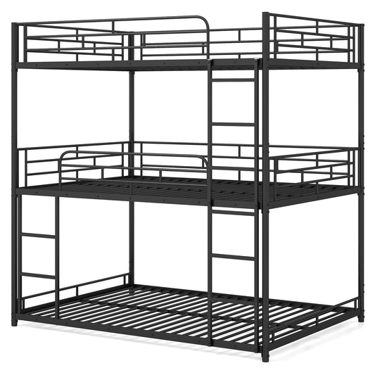 Metal Triple Bunk Bed in Black