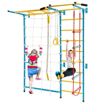 7 In 1 Kids Indoor Gym Playground Swedish Wall Ladder-Yellow