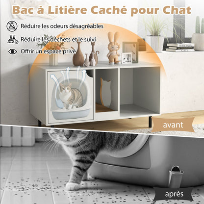 Cat Litter Box Enclosure with Storage and Removable Scratching Board-White