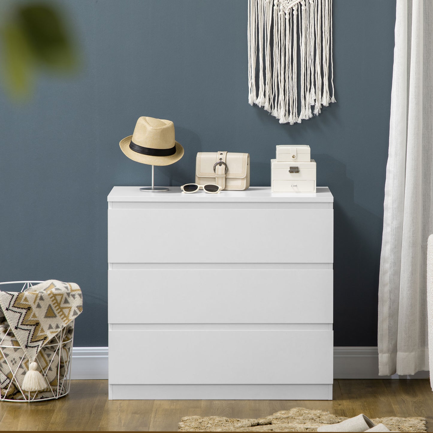 HOMCOM Chest of Three Drawers - White