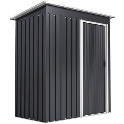 Outsunny 5 x 3ft Garden Storage Shed with Sliding Door and Sloped Roof Outdoor Equipment Tool, Black