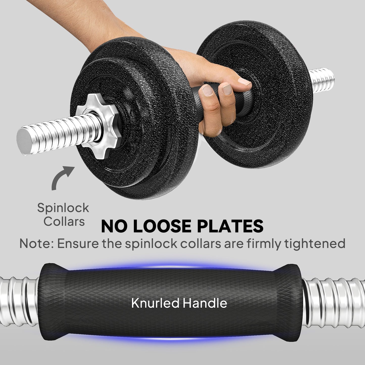 SPORTNOW 2-in-1 Adjustable Dumbbells Set, 20kg Cast Iron Weights Dumbbells Set with Non-Slip Grip for Strength Training, Weight Lifting, Bodybuilding, Home Gym Workout Equipment for Men & Women