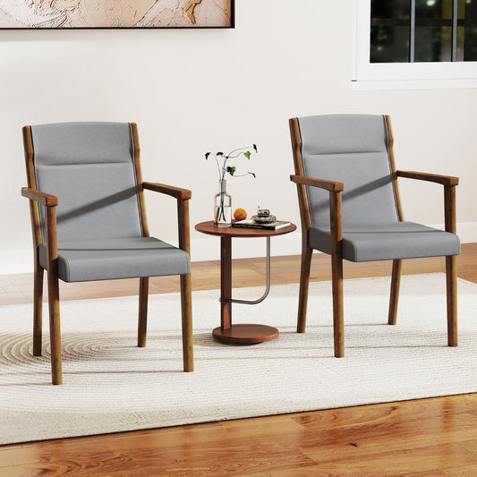 Mid-Century Modern Dining Chairs Set of 2 Upholstered Accent Chairs-Grey