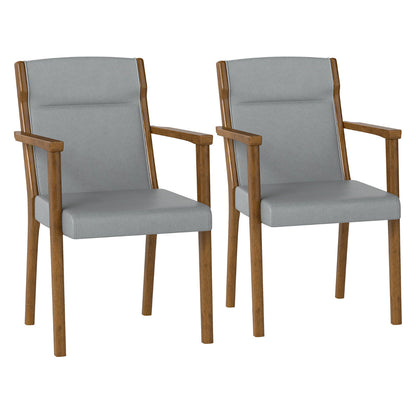 Mid-Century Modern Dining Chairs Set of 2 with High Back and Soft Cushion-Grey