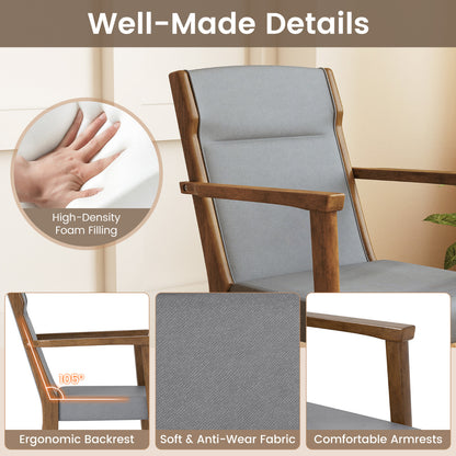 Mid-Century Modern Dining Chairs Set of 2 Upholstered Accent Chairs-Grey