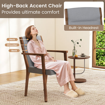 Mid-Century Modern Dining Chairs Set of 2 Upholstered Accent Chairs-Grey