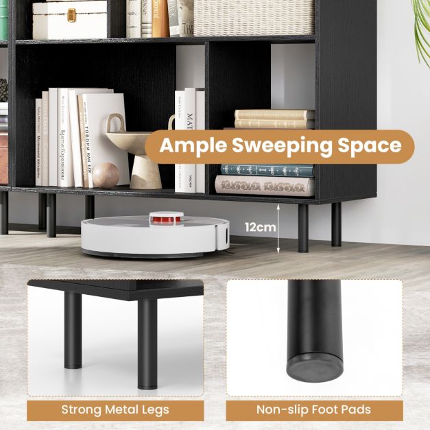 Open Shelf Bookcase with 4 Compartments for Living Room Bedroom-Black