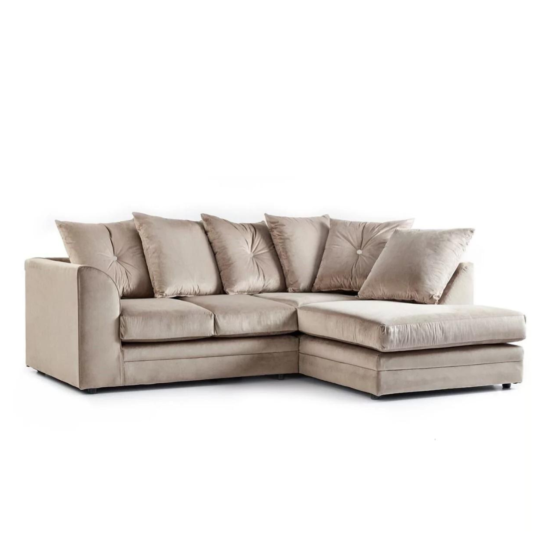 Sorretto Mink Velvet Fabric Corner Sofa - Left and Right Arm