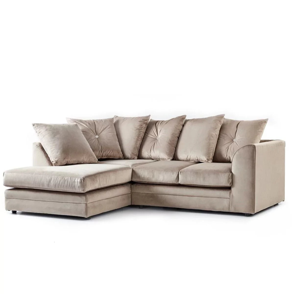 Sorretto Mink Velvet Fabric Corner Sofa - Left and Right Arm