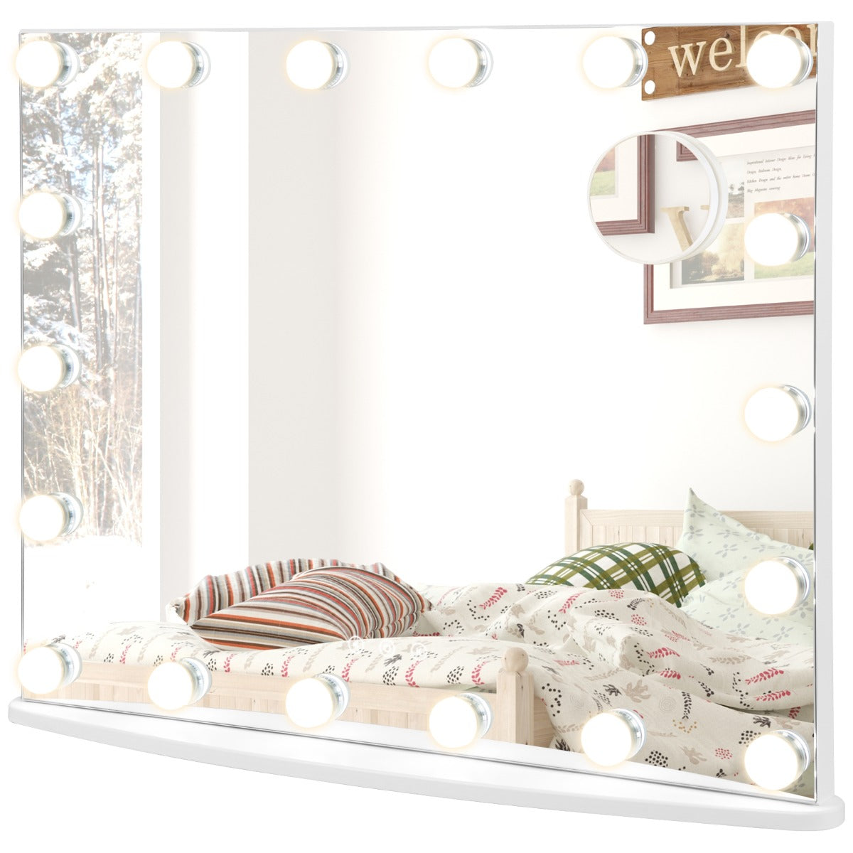 Hollywood Makeup Mirror-18 LED Bulbs Touch Control 3x Magnification Cool/Warm/Neutral White Lighting