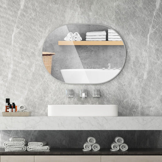 Runway Oval Bathroom Mirror with Shatter-Proof Film and Expansion Screws