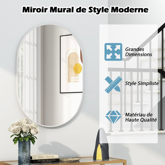 Runway Oval Bathroom Mirror with Shatter-Proof Film and Expansion Screws