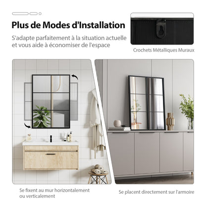 70 x 100 CM Wall Mirror 3 Layers Vanity Makeup Mirror with Metal Frame Black Decorative Mirror