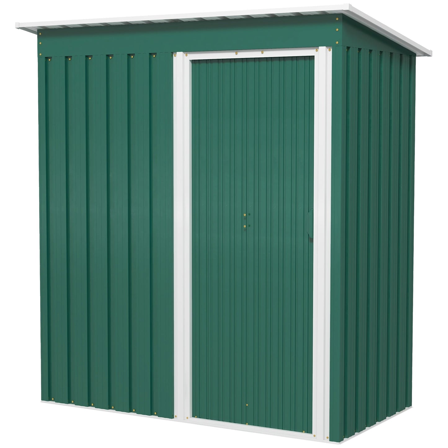 Outsunny 5 x 3ft Garden Storage Shed with Sliding Door and Sloped Roof Outdoor Equipment Tool Garden, Green