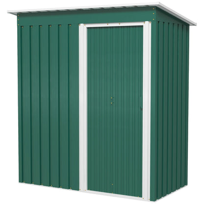 Outsunny 5 x 3ft Garden Storage Shed with Sliding Door and Sloped Roof Outdoor Equipment Tool Garden, Green