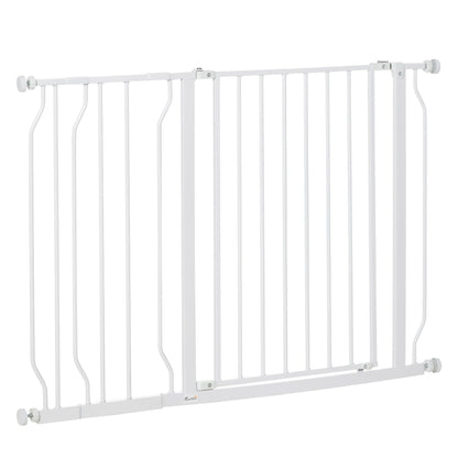 PawHut Wide Dog Safety Gate, with Door Pressure, for Doorways, Hallways, Staircases - White