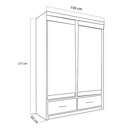 Newry White Sliding Door Mirrored Wardrobe with Drawers - 150cm and 200cm