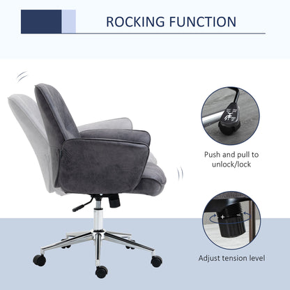 Vinsetto Swivel Computer Office Chair Mid Back Desk Chair for Home Study Bedroom, Charcoal Grey