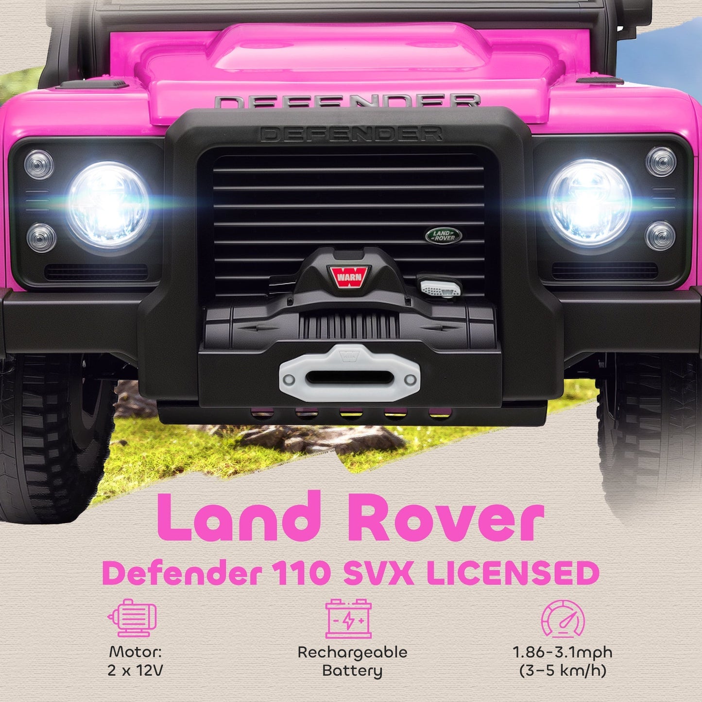 AIYAPLAY Kids Ride On Car with Remote Control, Music, Horn, 4 Spring Suspension Wheels, LED Lights for 3-5 Years Old, Pink