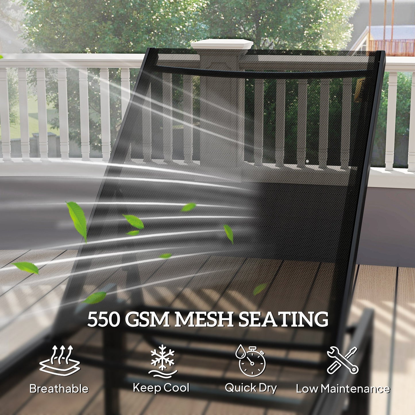 Outsunny Reclining Sun Lounger - Black