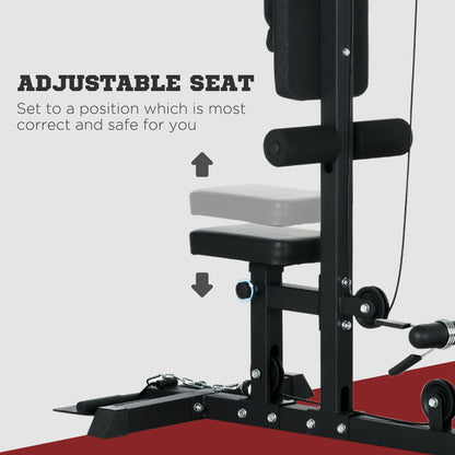 Pull Up Station with Adjustable Seat, Power Tower for Chin up / Lat Pulldown Exercises, Multi-Function Fitness Equipment with Flip-Up Footplate