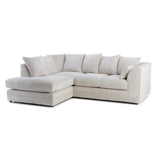Sofa narożna Mona Jumbo Cord Cream z podnóżkiem
